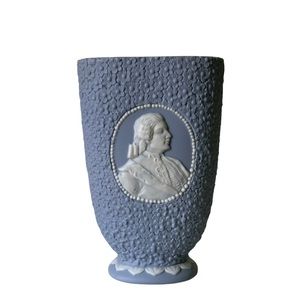 🎀 Vintage Blue Jasper Style Cameo Vase Ucagco Ceramics Japan Floral Relief